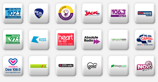 a selection of wales and west radio stations